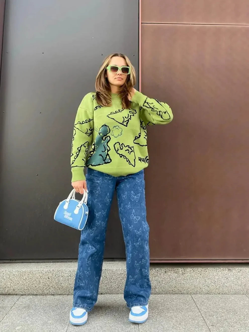 Moda Rose | Jersey con estampado de dinosaurios de dibujos animados